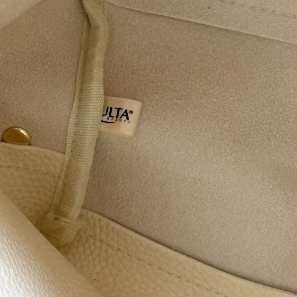 ULTA BEAUTY Tote Bag Purse Faux Leather Suede Cream EUC